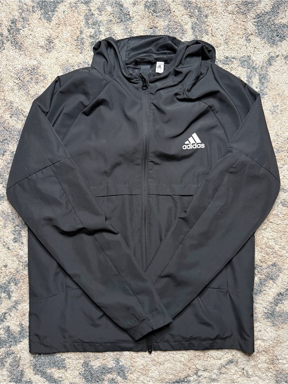 adidas Men's Black Hooded Performance Jacket with Chest Logo